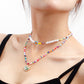 Jewelry Bohemian color rice beads glass flower love lock pendant necklace female necklace