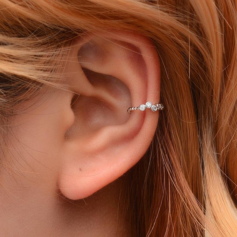 Simple and sweet U-shaped earrings with diamonds and no pierced ear clips fashion all-match beads ladies ear bone clip