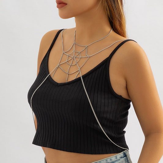 Jewelry sexy metal chain bikini necklace geometric spider web personality chest chain body chain