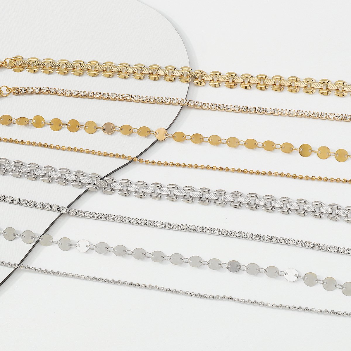 A163 Metal Simple Anklet Set Small Beads Sequins Claw Chain Multi-element Fashion Footwear