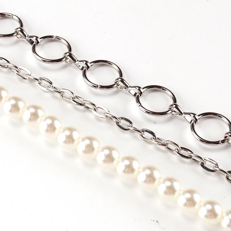 Sexy pure desire pearl double waist chain female fashion trend ins portrait metal chain ring body chain