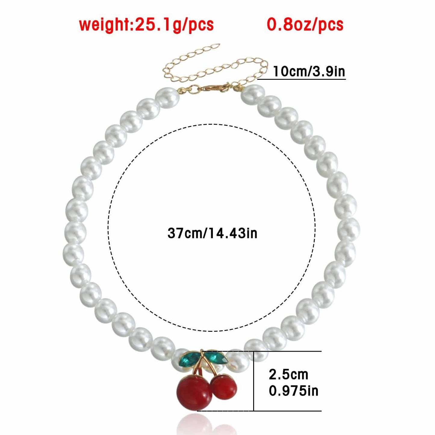Jewelry y2k acrylic big pearl exaggerated red cherry necklace female niche design choker