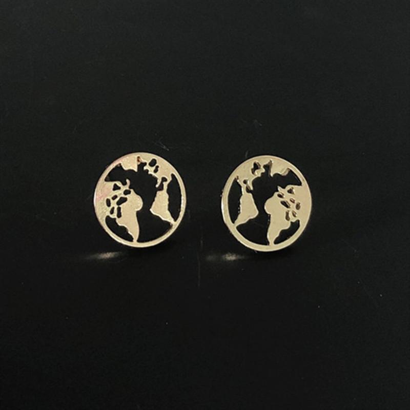 19-year style world map earrings simple personality hollow world map earrings trinkets