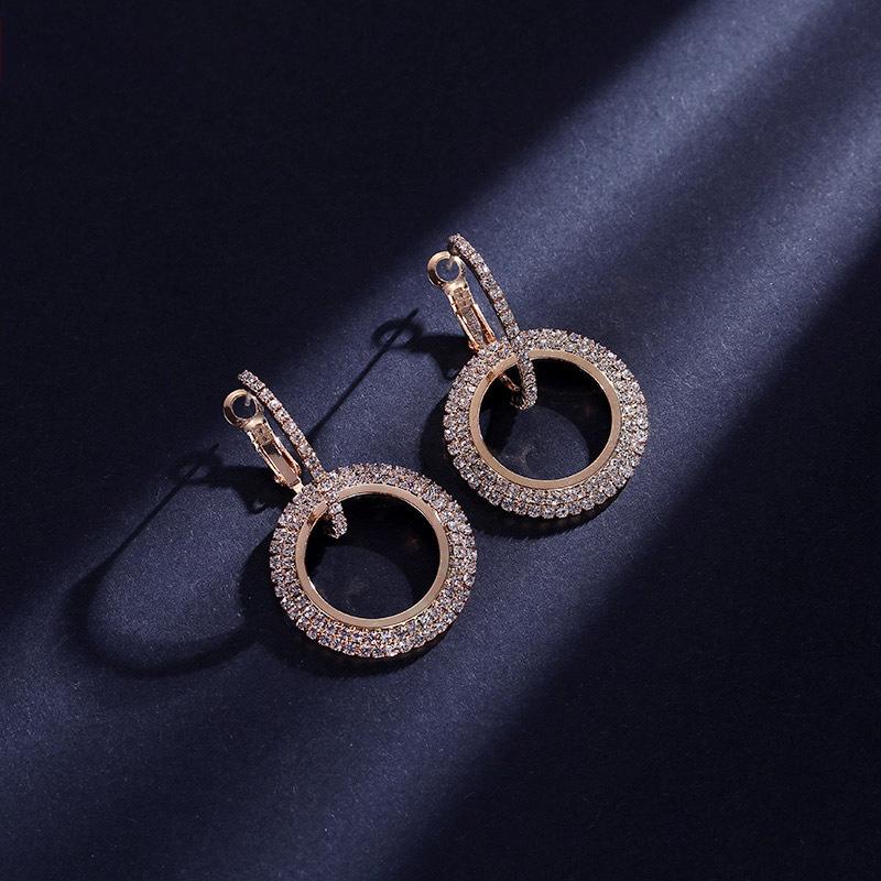 Temperament geometric earrings circle full of diamonds goddess earrings interlocking creative trinkets