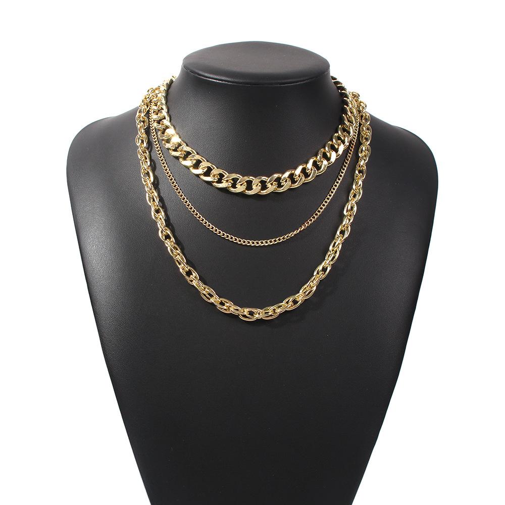 N7553 punk hip-hop chainnecklace necklace fashion exaggerated multi-layer chain necklace