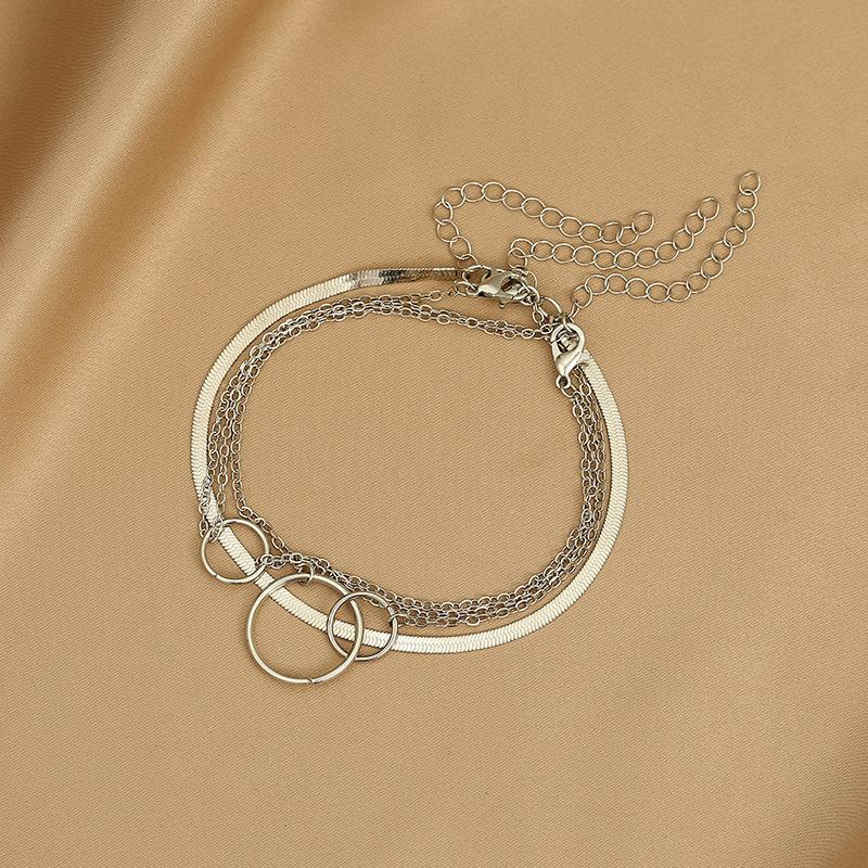 Jewelry personality geometric ring hollow anklet multi-layer anklet simple snake bone chain niche anklet