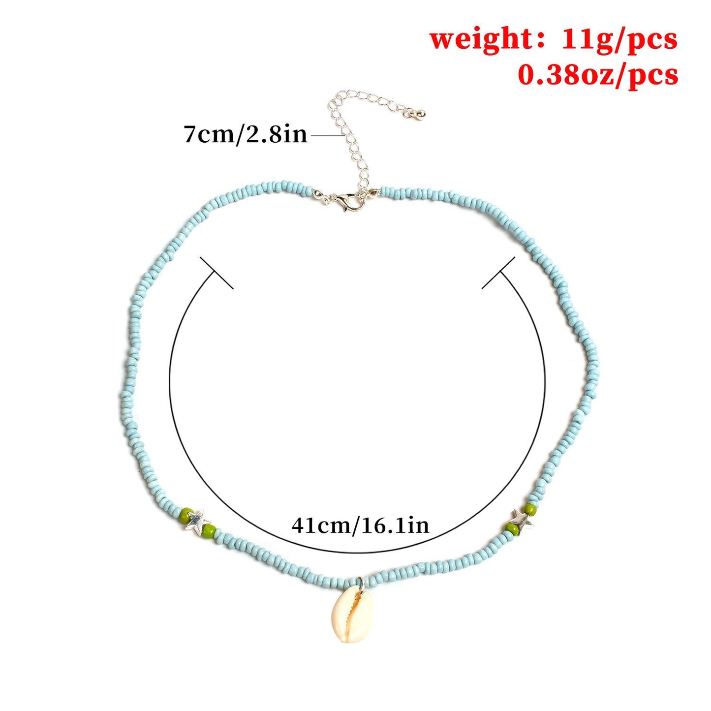 Jewelry Bohemia Beaded Shell Necklace Women's Handmade Beaded Pentagram Necklace Clavicle Chain