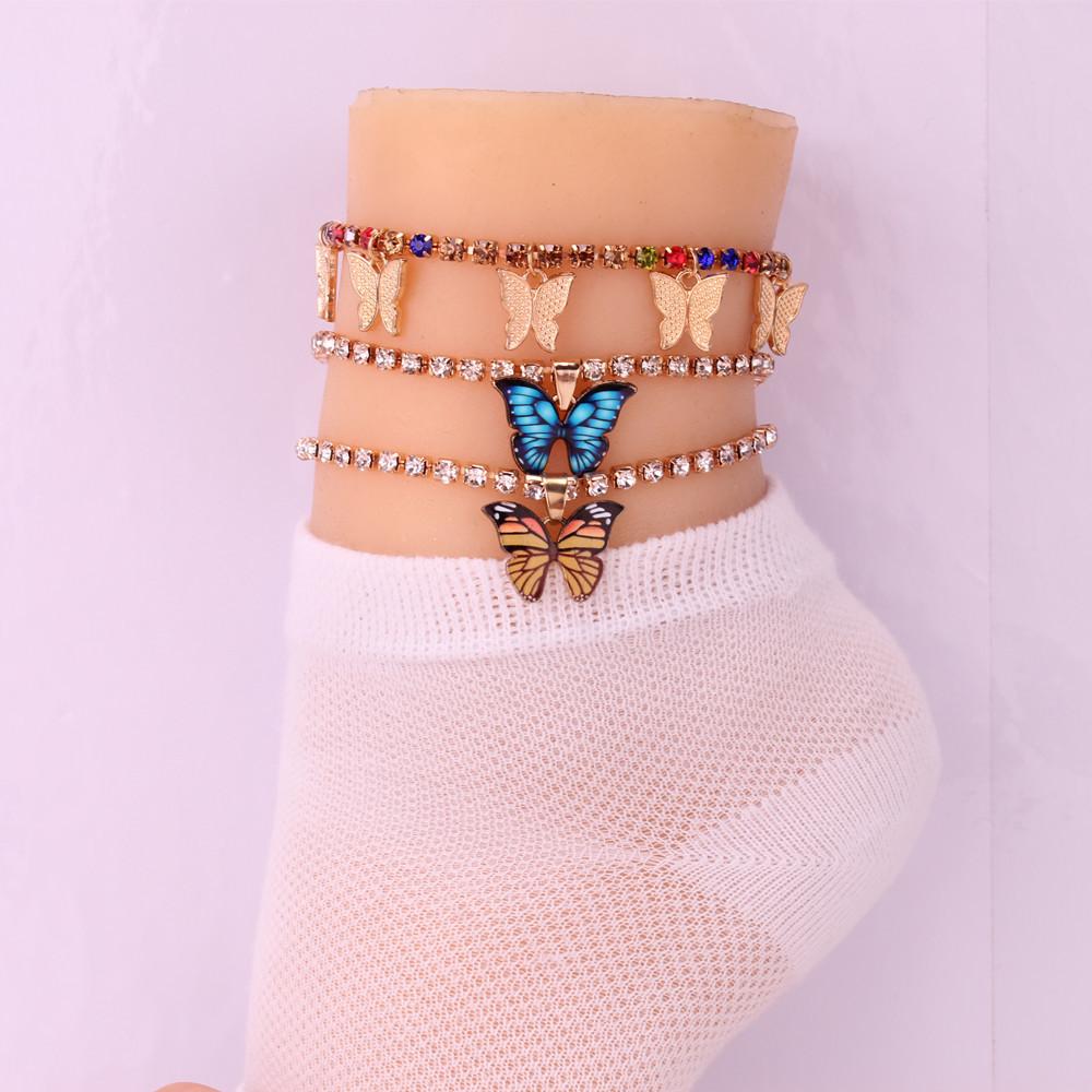 Simple temperament, all-match sweet forest thick chain anklet personality fashion niche design sense butterfly anklet