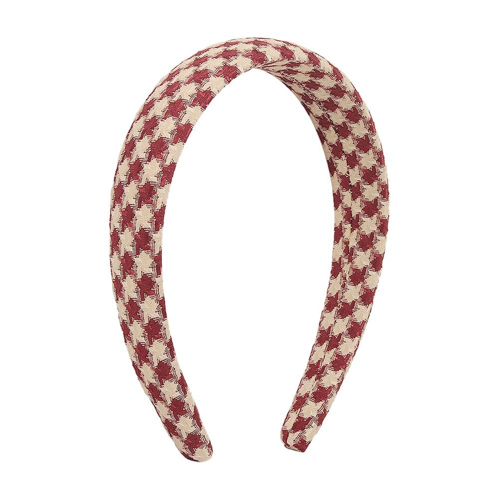 F3889 Fashion Temperament Retro Headwear Temperament Net Red Simple Hairpin Elegant Plaid Wide Brimming Headband Female