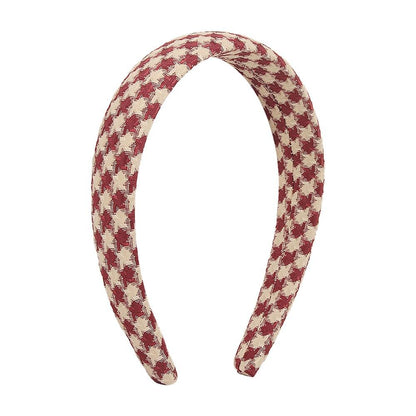 F3889 Fashion Temperament Retro Headwear Temperament Net Red Simple Hairpin Elegant Plaid Wide Brimming Headband Female