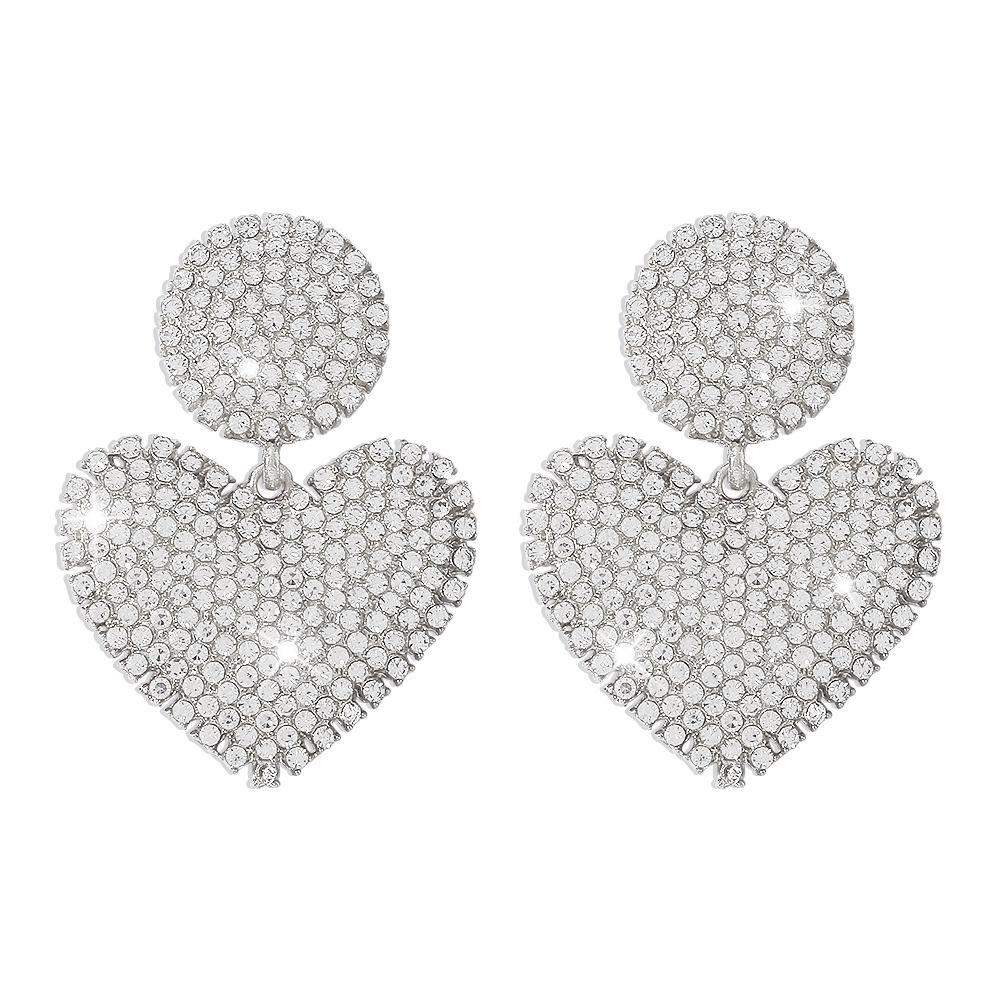 E129 Exaggerated night earrings full of diamonds love personality geometric earrings retro temperament light luxury earrings