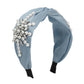 F4632 wide-brimmed solid color cross fashion headband pearl flower rhinestone temperament net red blogger light luxury headband female