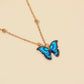 Niche Super Fairy Blue Butterfly Pendant Versatile Temperament Special Shaped Pearl Necklace Fashion Double Stacked Necklace