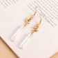 Jewelry punk long tassel transparent white crystal crescent pendant earrings female ins high-end sense