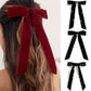 Big bowknot velvet all-match spring clip simple top clip sweet imitation pearl ribbon back head hair clip hair accessories