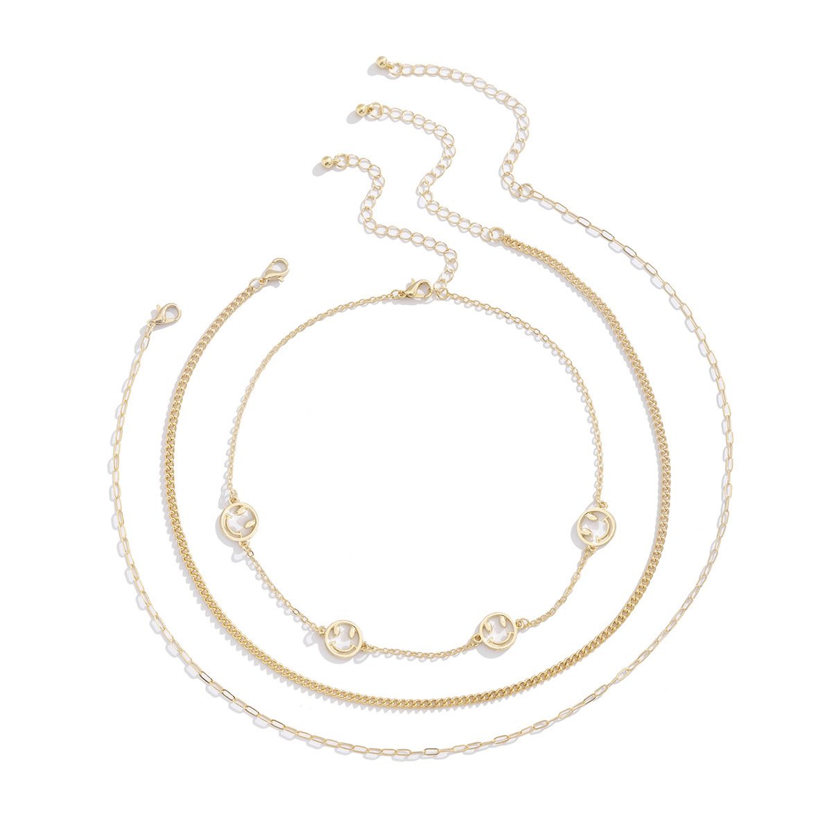 Jewelry Sweet Cool Cross Geometric Chain Necklace Spice Girl Hollow Smiley Face Set Necklace Female