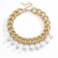 Chain Creative Jewelry Personality Exaggerated Trendy Female Aluminum Chain Clavicle Necklace Retro Imitation Pearl Pendant Item