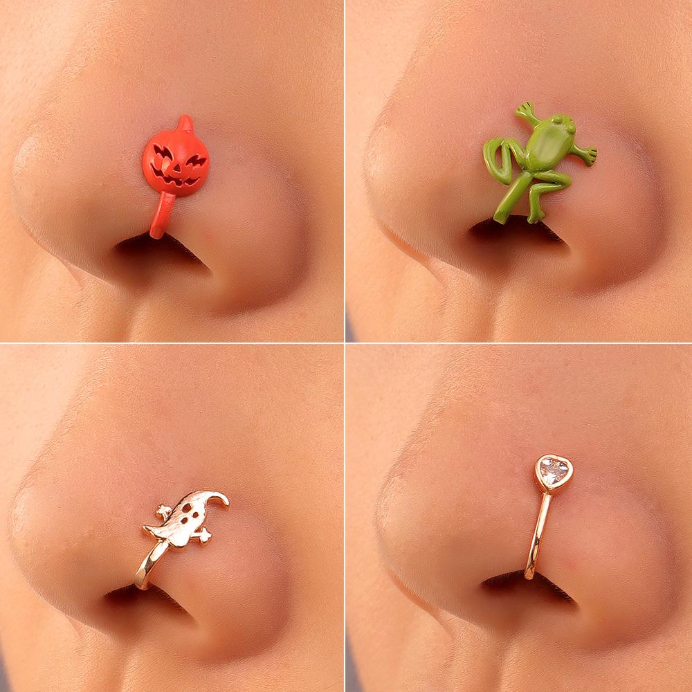 Piercing-free nose clip African retro copper inlaid zircon U-shaped nose stud adjustable piercing jewelry