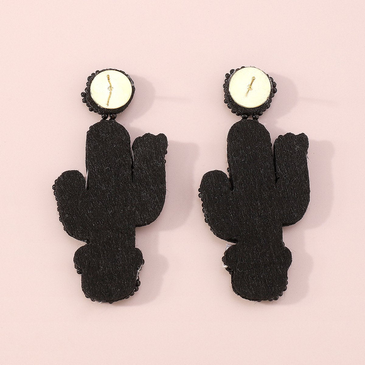 E143 Bohemian Ethnic Earrings Cactus Beaded Sequins Retro Exaggerated Geometric Earrings