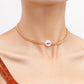 Jewelry Flat Pearl Print Necklace Necklace Women's Fresh Light Luxury Niche Metallic Necklace