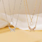 Ins stacked butterfly necklace female fashion niche design double flower pendant clavicle chain net red pendant
