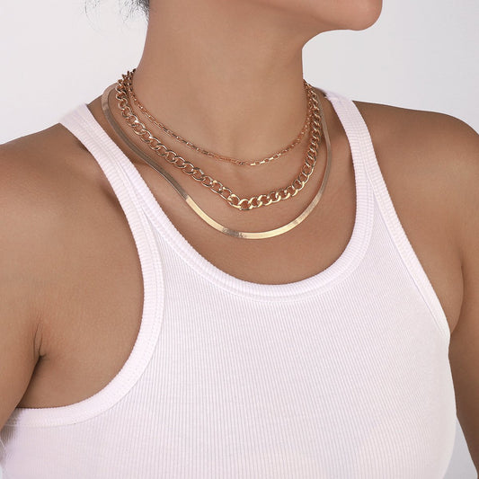 N123 Jewelry Simple Metal Retro Chain Necklace Fashion Creative Snake Bone Chain Necklace
