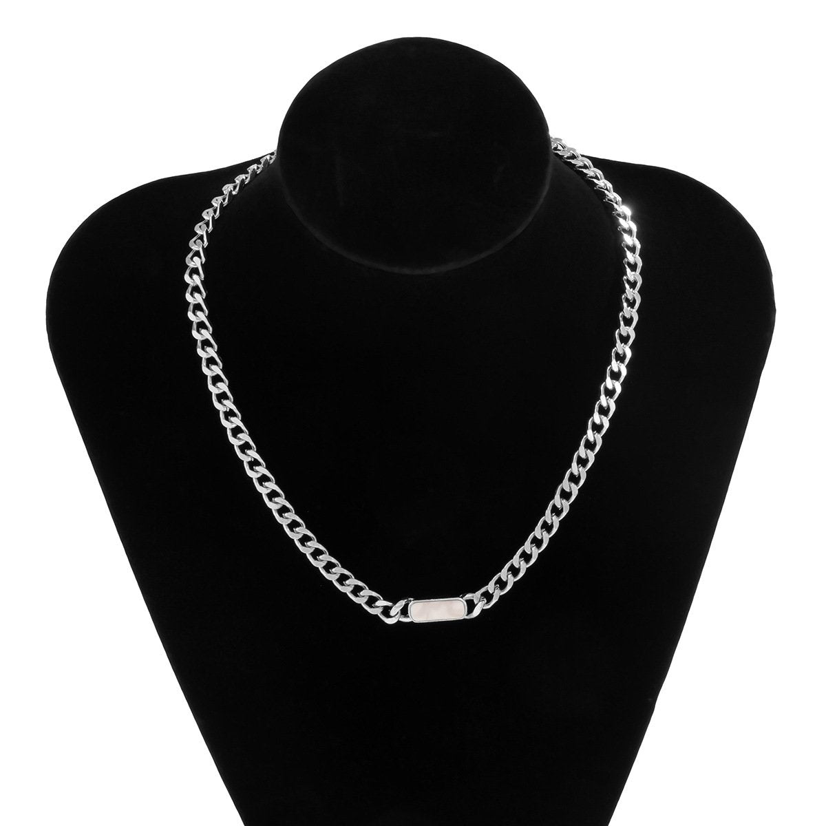 Jewelry Retro Simple Metal Drip Oil Pendant Necklace Hip Hop Geometric Chain Single Layer Necklace Female