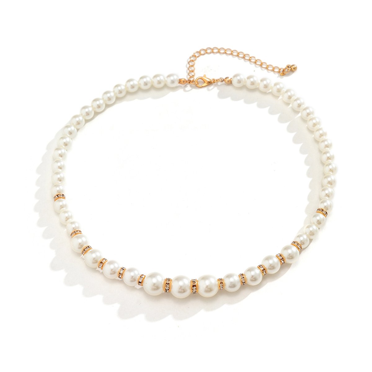 Jewelry Niche Simple Imitation Pearl Clavicle Necklace Female Personality Versatile Diamond Geometric Necklace
