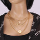 Hip Hop Metallic Acrylic Butterfly Multilayer Necklace Embossed Queen Like Geometric Clavicle Chain