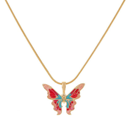 Barbie Princess Necklace Rainbow Fairy Dream Wonderland with the same clavicle chain ins Symphony Oil Drip Butterfly Necklace