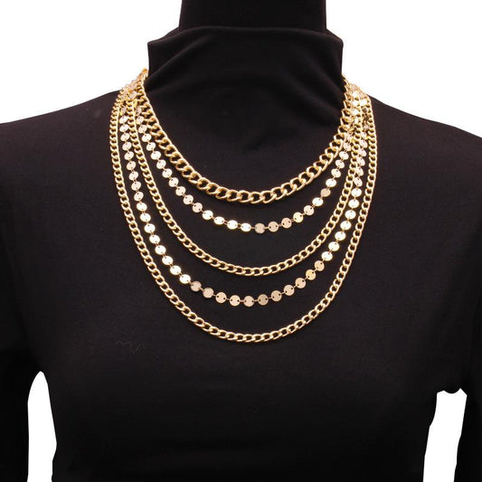 Jewelry Mix Thick and Thin Chain Geometric Retro Necklace Simple Personality Chain Multilayer Tassel Necklace