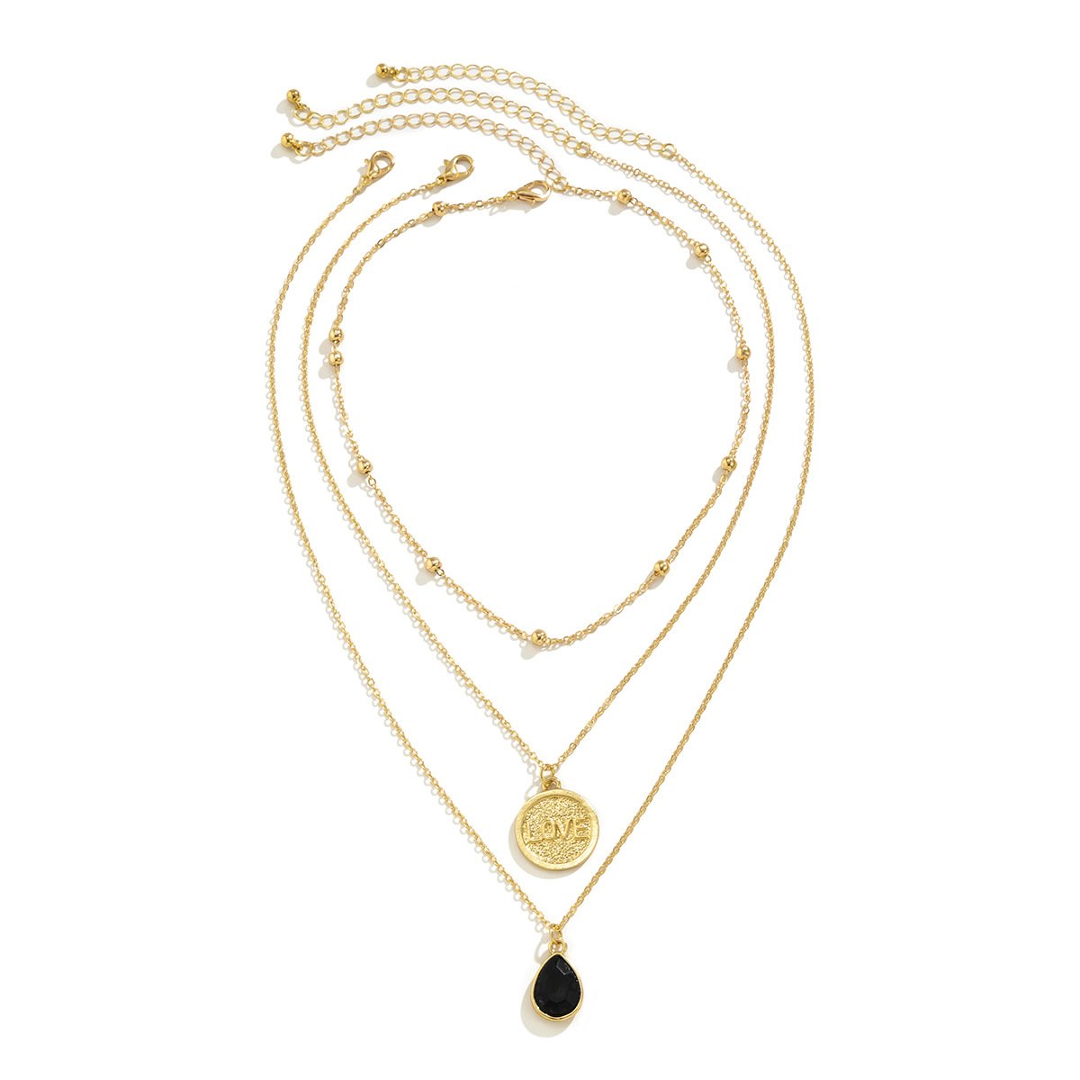 Jewelry Drop Shaped Pendant Metal Chain Hip Hop Necklace Geometric Bead Letter Niche Necklace
