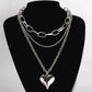in Peach Heart Necklace Retro Heart Pendant Stacked Design Sense of Clavicle Chain Coat Sweater Chain
