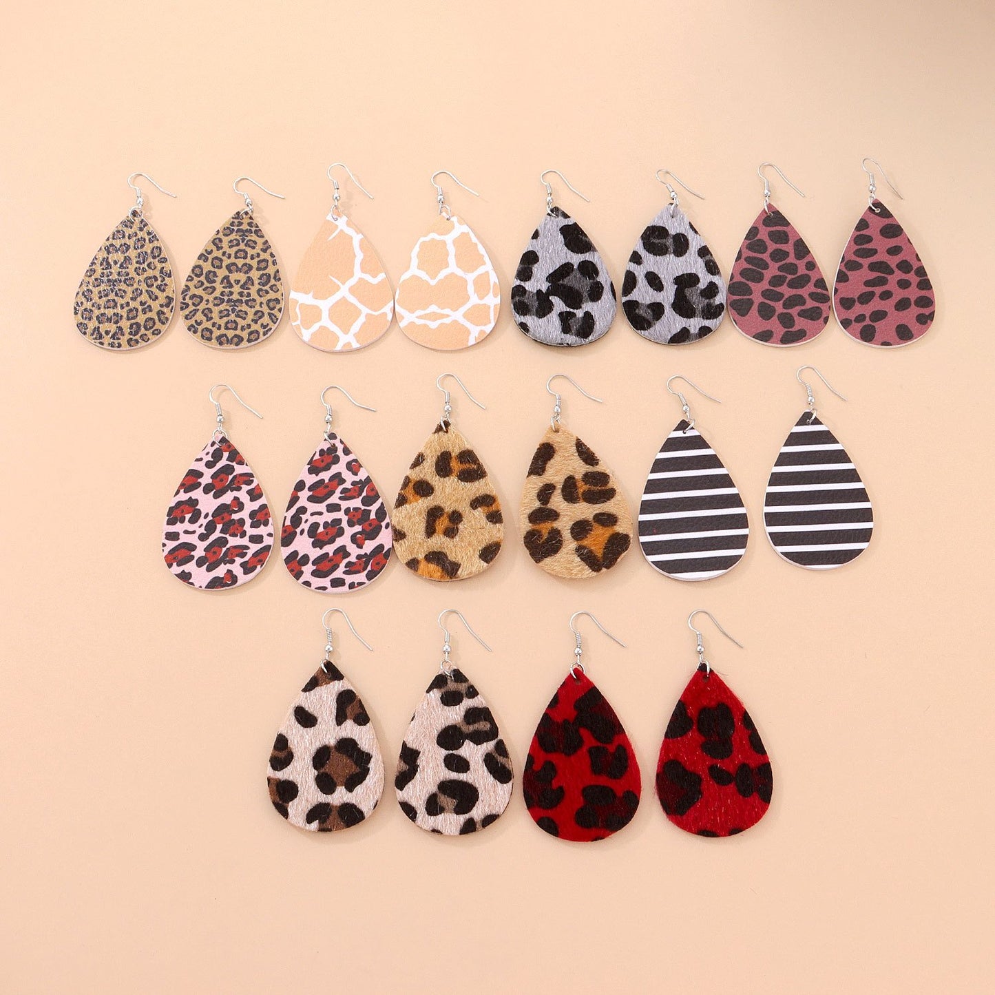 Jewelry Leopard Combination Leather Earrings Female Valentine's Day Fashion PU Earrings