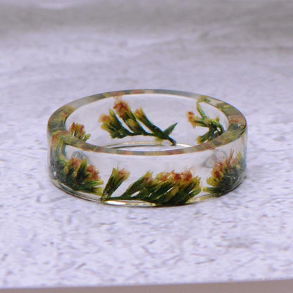 Retro Hand Jewelry Creative Handmade Dried Flower Wafer Transparent Resin Multicolor Ring Popular Jewelry