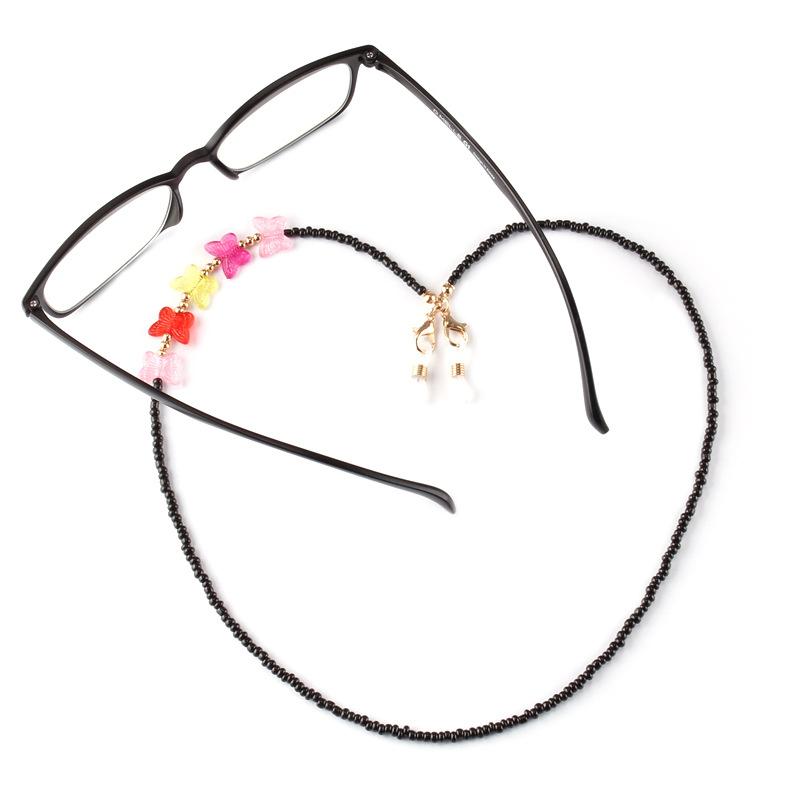 Fashion colorful butterfly handmade chain glass rice beads glasses chain mask anti-lost lanyard hanging chain