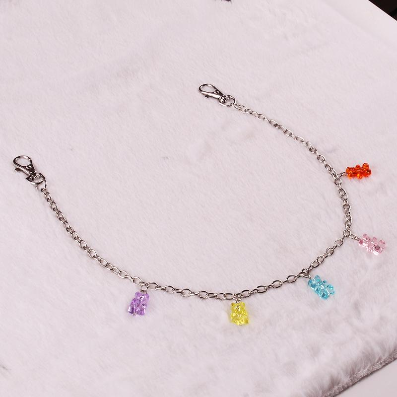 Jewelry bungee disco cool girl transparent jelly color five-color bear single-layer waist chain pants chain