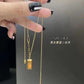 Lucky and rich small gold bar square brand necklace women's light luxury niche titanium steel clavicle chain year tide does not fade