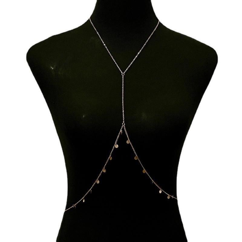 Jewelry Sexy Personality Sequin Tassel Necklace One-piece Chest Chain Night Bikini Chest Jewelry Women