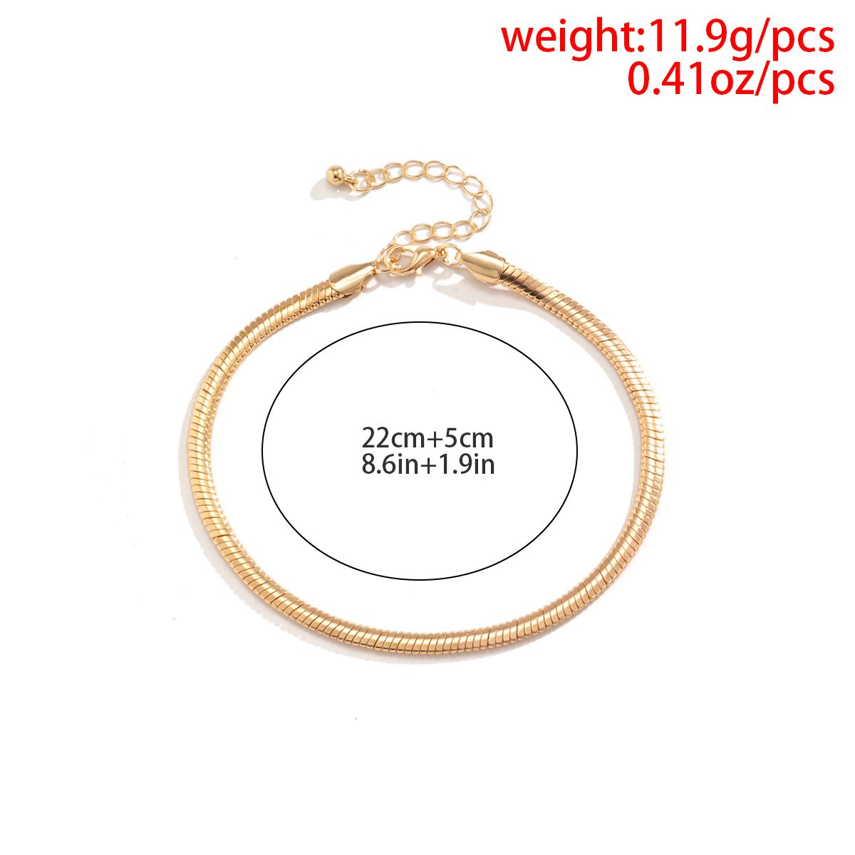 Jewelry simple single-layer flat snake chain anklet female personality metal street shot geometric chain foot decoration