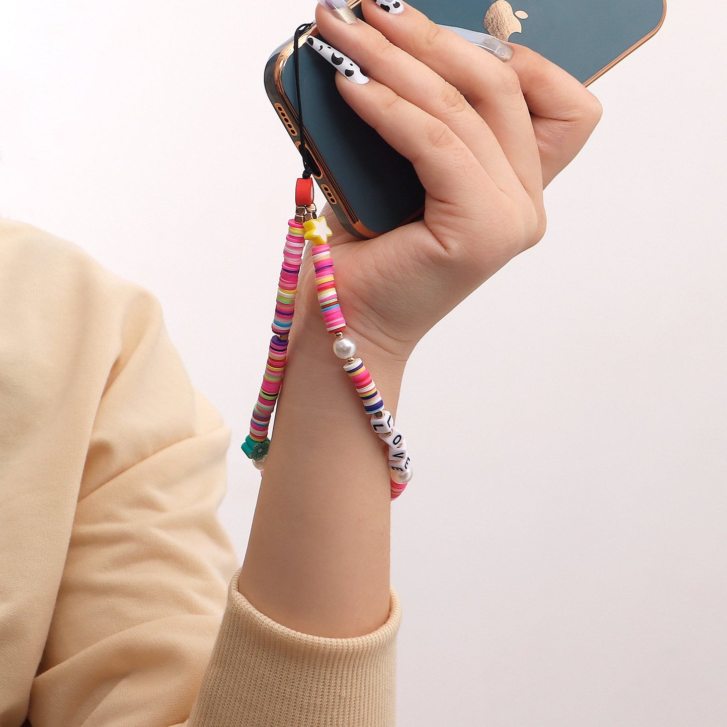 Jewelry cool LOVE letter devil's eye mobile phone chain female hand-woven mobile phone lanyard