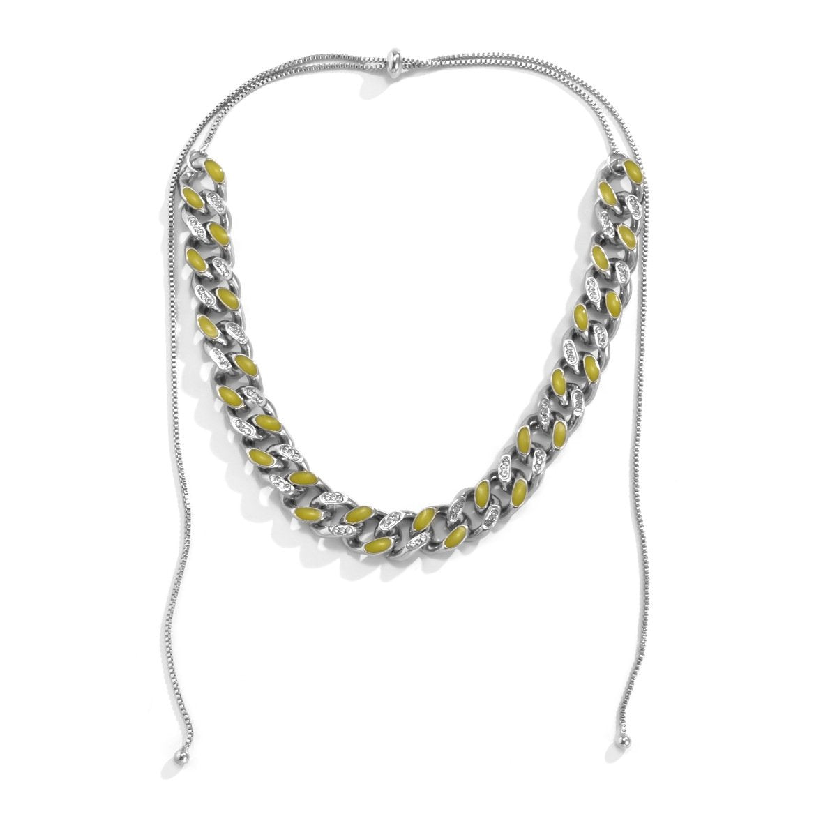 Jewelry Punk Diamond-studded Cuban Chain Necklace Retro Drip Oil Luminous Metal Chain Necklace Female