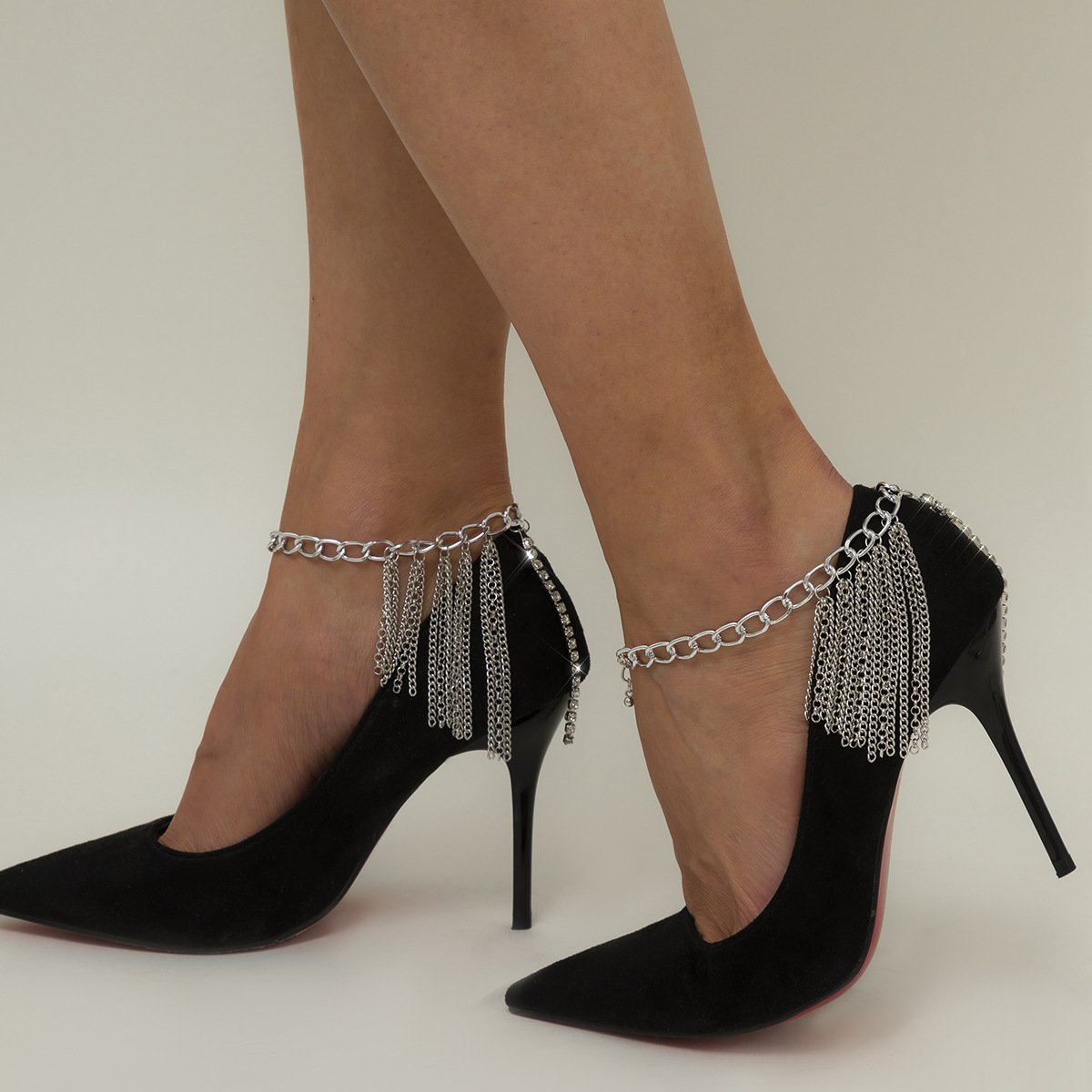 Jewelry Retro Tassel Diamond Chain Shoes Decoration Anklet Fashion Trend Geometric High Heels Chain Women