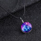Double-sided glass ball luminous couple necklace Harajuku universe fantasy starry sky gemstone pendant jewelry
