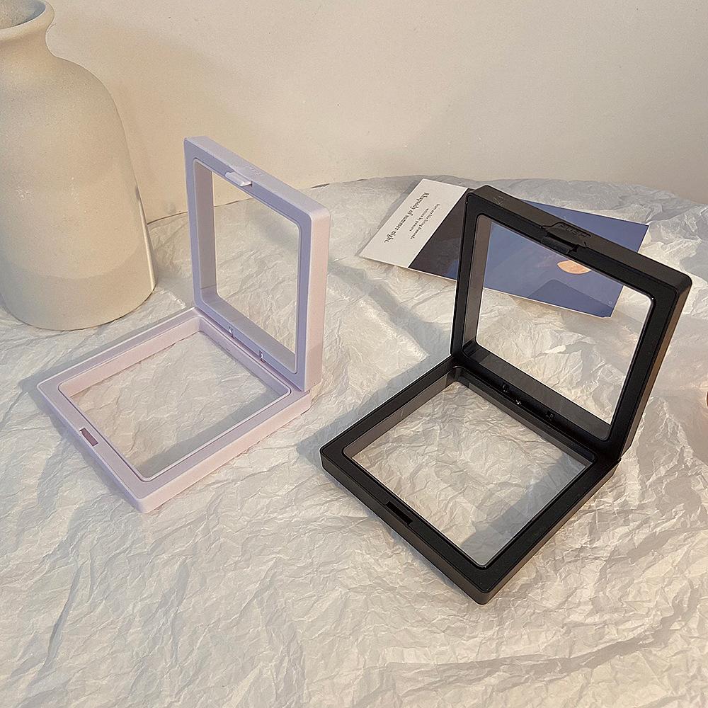 Transparent floating display jewelry box black and white two-color gift box simple jewelry storage box