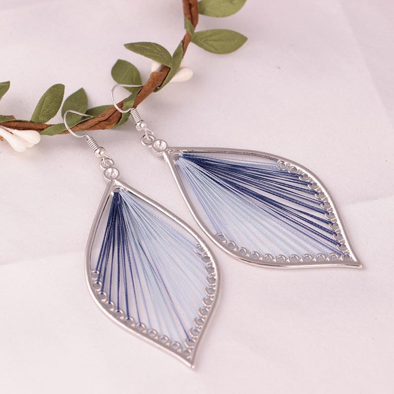Fashion Exaggerated Earrings Handmade Silk Thread Oval Earrings Famous Jewelry