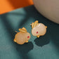 New Chinese style national jade rabbit earrings women's fashion personality temperament natal year zodiac rabbit earrings national tide earrings