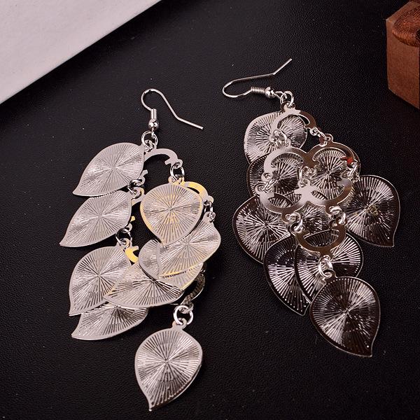 Long Waterdrop Metal Sheet Earrings Fashionable Multi-Layered Laser Effect Earrings