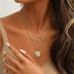 Trendy fashion simple ladies design double rose coin irregular circle necklace