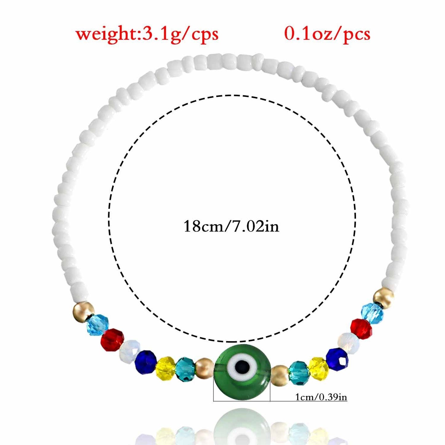 Jewelry Trend Elastic Rope White Rice Beads Devil's Eye Crystal Bracelet Female Spice Girl Jewelry